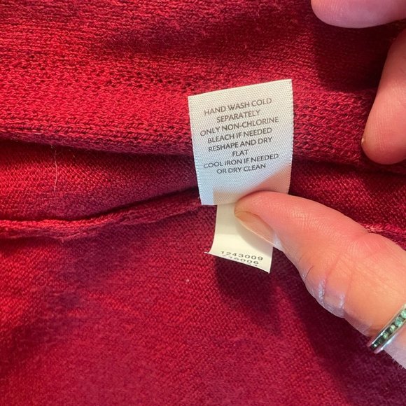 J. Jill Red Floral Branch Print Long Cardigan Holiday Cashmere Small - Picture 12 of 13